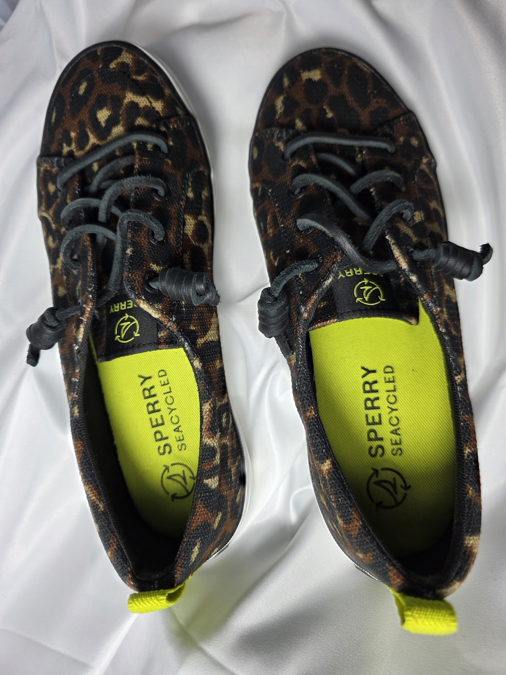 Sperry Seacycled Leopard Print Sneakers - Brown/Black 7.5 Punk Rock Animal Print